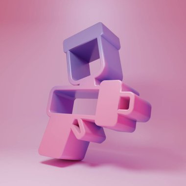 Purple-pink Paint spray gun icon isolated on pink background. Minimalism concept. 3D render illustration .