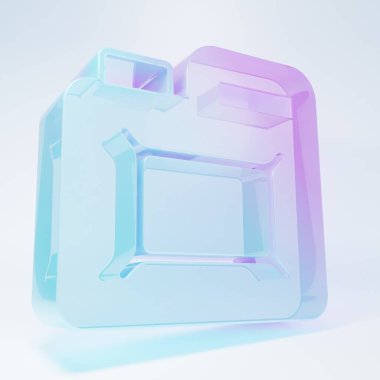 Beyaz arka planda izole edilmiş motor makine yağı ikonu için buzlu cam kutu. Benzin bidonu. Yağ değiştirme ve onarım servisi. Motor yağı işareti. Minimalizm kavramı. 3 Boyutlu resimleme.