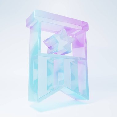 Frosted glass American flag icon isolated on white background. Flag of USA. United States of America. Minimalism concept. 3D render illustration.