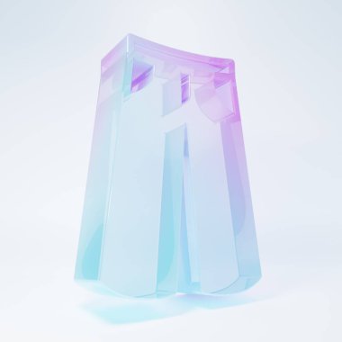Frosted glass Pants icon isolated on white background. Trousers sign. Minimalism concept. 3D render illustration.