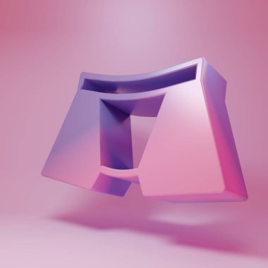 Purple-pink Men underpants icon isolated on pink background. Man underwear. Minimalism concept. 3D render illustration.