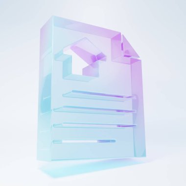 Frosted glass House contract icon isolated on white background. Contract creation service, document formation, application form composition. Minimalism concept. 3D render illustration.