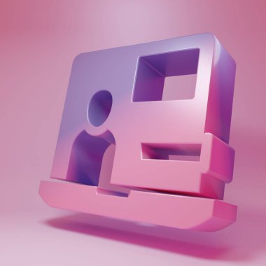 Pembe arka planda Mor Pembe Dünya haber simgesi izole edildi. Flaş haber, dünya haber kanalı. Minimalizm kavramı. 3 Boyutlu resimleme.