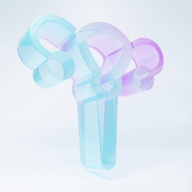 Frosted glass Female reproductive system icon isolated on white background. Anatomy. Gynecology. Woman health. Minimalism concept. 3D render illustration.