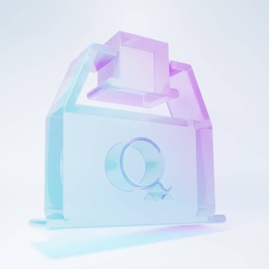 Buzlu cam kadın oy hakkı simgesi beyaz arka planda izole edildi. Minimalizm kavramı. 3 Boyutlu resimleme.