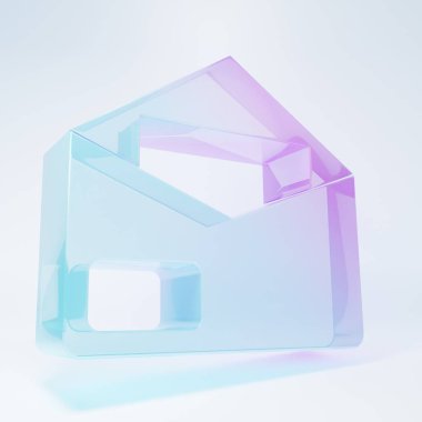 Frosted glass Envelope icon isolated on white background. Email message letter symbol. Minimalism concept. 3D render illustration.