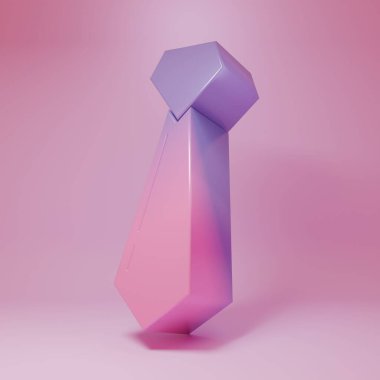 Purple-pink Tie icon isolated on pink background. Necktie and neckcloth symbol. Minimalism concept. 3D render illustration.