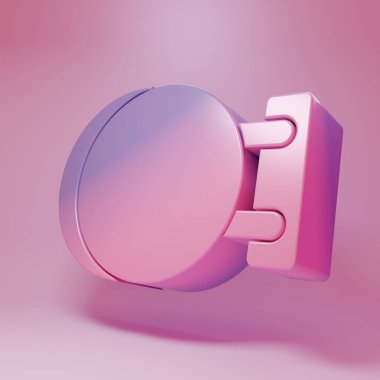 Purple-pink Signboard hanging icon isolated on pink background. Suitable for advertisements bar, cafe, pub, restaurant. Minimalism concept. 3D render illustration.