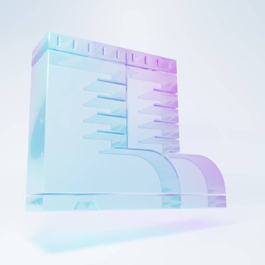 Frosted glass Hunter boots icon isolated on white background. Minimalism concept. 3D render illustration.