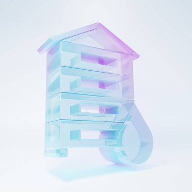 Frosted glass Hive for bees icon isolated on white background. Beehive symbol. Apiary and beekeeping. Sweet natural food. Minimalism concept. 3D render illustration.
