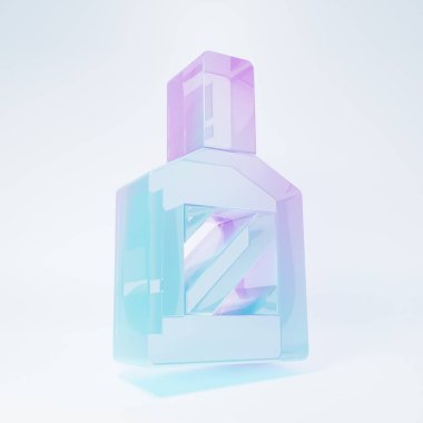 Frosted glass Aftershave icon isolated on white background. Cologne spray icon. Male perfume bottle. Minimalism concept. 3D render illustration.
