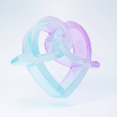 Frosted glass Pretzel icon isolated on white background. German comfort food pastry. Oktoberfest festival. Minimalism concept. 3D render illustration.