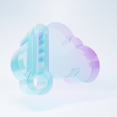 Frosted glass Thermometer and cloud icon isolated on white background. Minimalism concept. 3D render illustration.