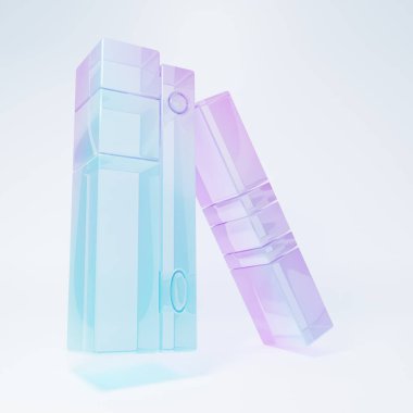 Frosted glass Office folders with papers and documents icon isolated on white background. Office binders. Archives folder sign. Minimalism concept. 3D render illustration.