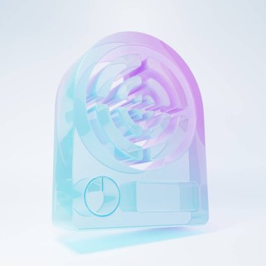 Frosted glass Electric heater icon isolated on white background. Infrared floor heater with remote control. House climate control. Minimalism concept. 3D render illustration.