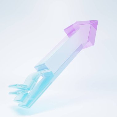 Frosted glass Firework rocket icon isolated on white background. Concept of fun party. Explosive pyrotechnic symbol. Minimalism concept. 3D render illustration.