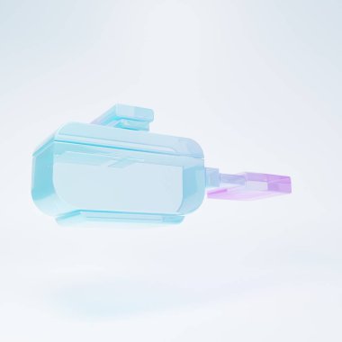 Frosted glass Frying pan icon isolated on white background. Fry or roast food symbol. Minimalism concept. 3D render illustration.