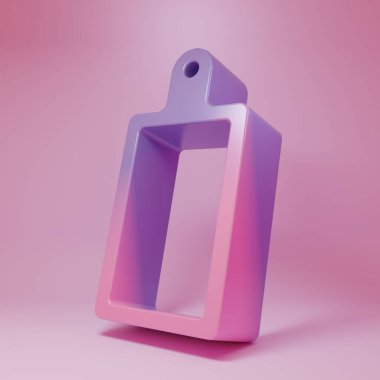 Purple-pink Cutting board icon isolated on pink background. Chopping Board symbol. Minimalism concept. 3D render illustration.