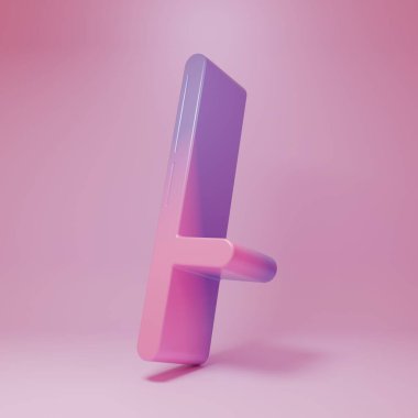 Purple-pink Police rubber baton icon isolated on pink background. Rubber truncheon. Police Bat. Police equipment. Minimalism concept. 3D render illustration.
