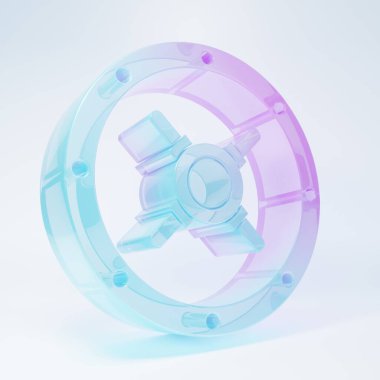 Frosted glass Safe icon isolated on white background. The door safe a bank vault with a combination lock. Reliable Data Protection. Minimalism concept. 3D render illustration.