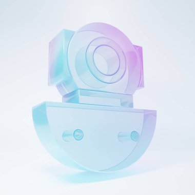 Frosted glass Aqualung icon isolated on white background. Diving helmet. Diving underwater equipment. Minimalism concept. 3D render illustration.