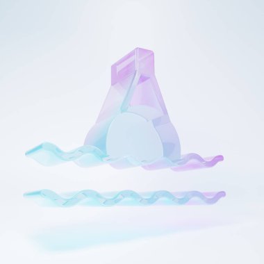 Frosted glass Floating buoy on the sea icon isolated on white background. Minimalism concept. 3D render illustration.