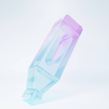 Frosted glass Marker pen icon isolated on white background. Minimalism concept. 3D render illustration.
