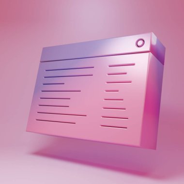 Purple-pink Software, web developer programming code icon isolated on pink background. Javascript computer script random parts of program code. Minimalism concept. 3D render illustration.