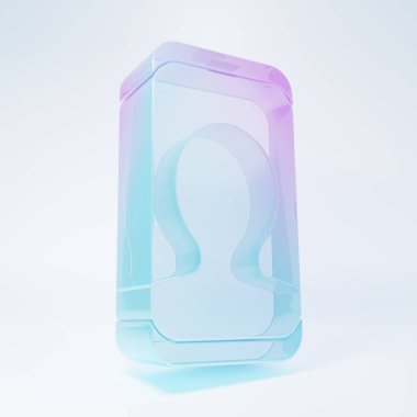 Frosted glass Taxi call telephone service icon isolated on white background. Taxi for smartphone. Minimalism concept. 3D render illustration.