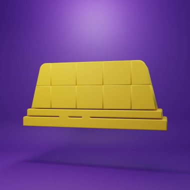 Yellow Taxi car roof icon isolated on purple background. Minimalism concept. 3D render illustration.