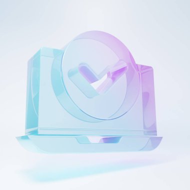 Frosted glass Laptop icon isolated on white background. Computer notebook with empty screen sign. Minimalism concept. 3D render illustration.