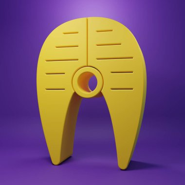 Yellow Fish steak icon isolated on purple background. Minimalism concept. 3D render illustration.