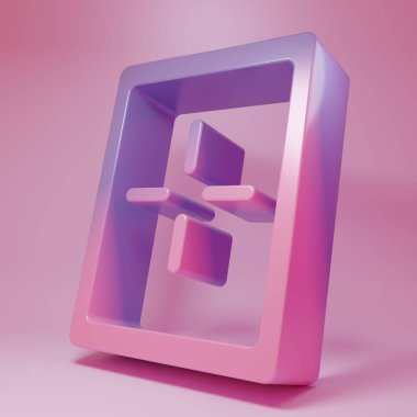 Purple-pink Portable video game console icon isolated on pink background. Gamepad sign. Gaming concept. Minimalism concept. 3D render illustration.