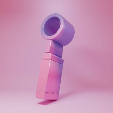 Purple-pink Dental inspection mirror icon isolated on pink background. Tool dental checkup. Minimalism concept. 3D render illustration.