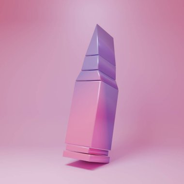 Pembe arka planda Mor-pembe kurşun ikonu var. Minimalizm kavramı. 3 Boyutlu resimleme.