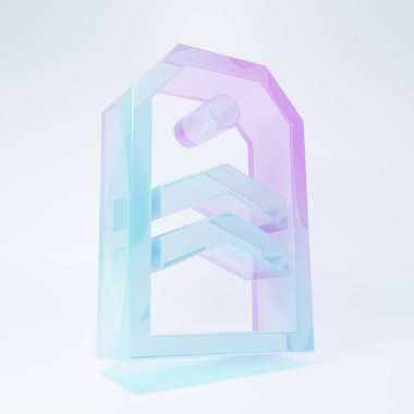 Frosted glass Chevron icon isolated on white background. Military badge sign. Minimalism concept. 3D render illustration.