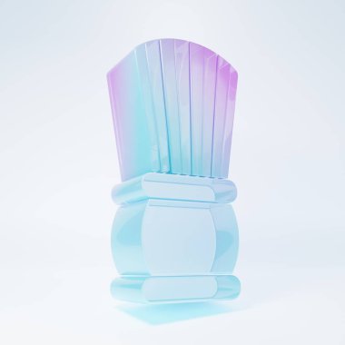 Frosted glass Shaving brush icon isolated on white background. Barbershop symbol. Minimalism concept. 3D render illustration.