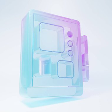 Frosted glass Graphic tablet icon isolated on white background. Minimalism concept. 3D render illustration.