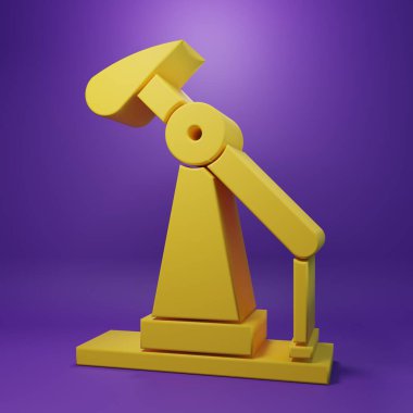 Sarı yağ pompası ya da pompa ikonu mor arka planda izole edilmiş. Petrol platformu. Minimalizm kavramı. 3 Boyutlu resimleme.