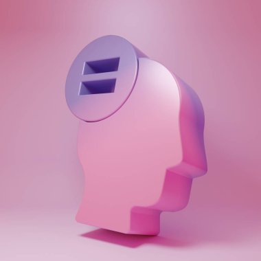 Purple-pink Calculation icon isolated on pink background. Minimalism concept. 3D render illustration.