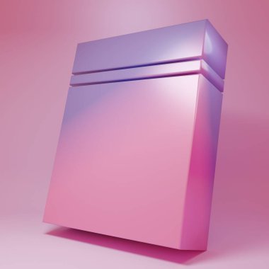 Purple-pink Plastic bag with ziplock icon isolated on pink background. Minimalism concept. 3D render illustration.