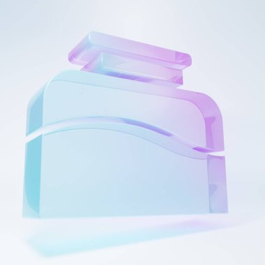 Frosted glass Inkwell icon isolated on white background. Minimalism concept. 3D render illustration.