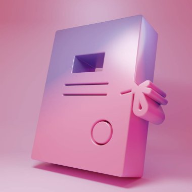 Purple-pink Lawsuit paper icon isolated on pink background. Minimalism concept. 3D render illustration.