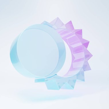 Frosted glass Eclipse of the sun icon isolated on white background. Total sonar eclipse. Minimalism concept. 3D render illustration.