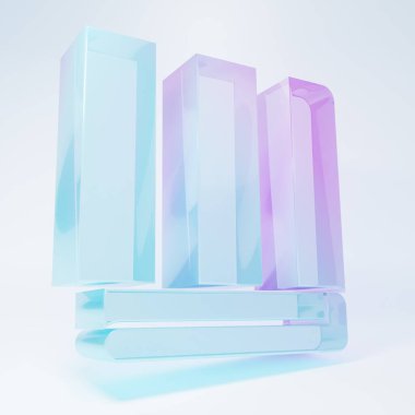 Frosted glass Towel stack icon isolated on white background. Minimalism concept. 3D render illustration.