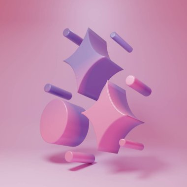 Purple-pink Firework icon isolated on pink background. Concept of fun party. Explosive pyrotechnic symbol. Minimalism concept. 3D render illustration.