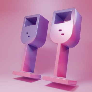 Purple-pink Glass of champagne icon isolated on pink background. Minimalism concept. 3D render illustration.