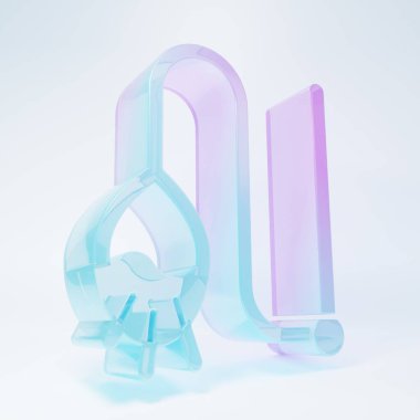 Frosted glass Pet cat toy icon isolated on white background. Minimalism concept. 3D render illustration .