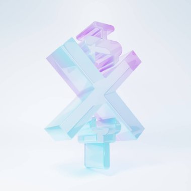 Frosted glass No doping syringe icon isolated on white background. Minimalism concept. 3D render illustration .