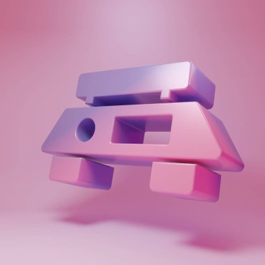 Pembe arka planda izole edilmiş mor-pembe elektronik ölçekli ikon. Ağırlık ölçüm aletleri. Minimalizm kavramı. 3 Boyutlu resimleme .